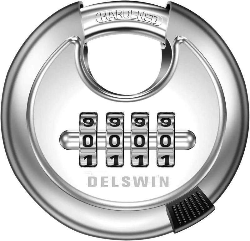 DELSWIN 4 Digit Combination Lock with Hardened Steel Shackle Combo Padlock for Sheds,Gym Locker,Storage Unit,Gate and Fence (1 Pcs) - Image 1
